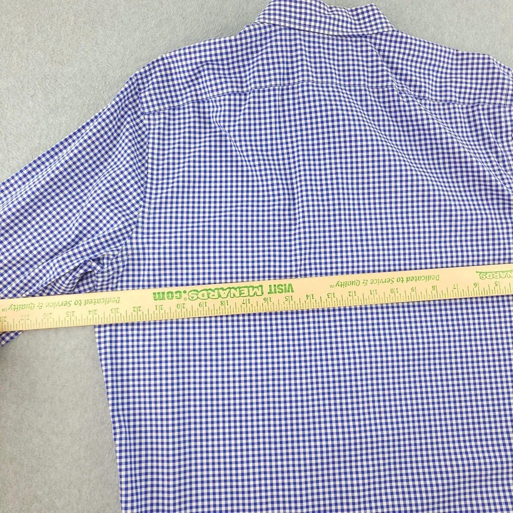 Banana Republic Dress Shirt Mens XL Blue Gingham Slim Fit Non Iron Cotton